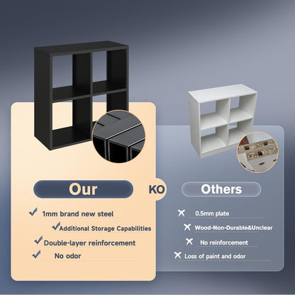 4 Cube Storage Organizer, Cubicle Open Back Decorative Book Shelf, 2-Tier Space Saving Storage