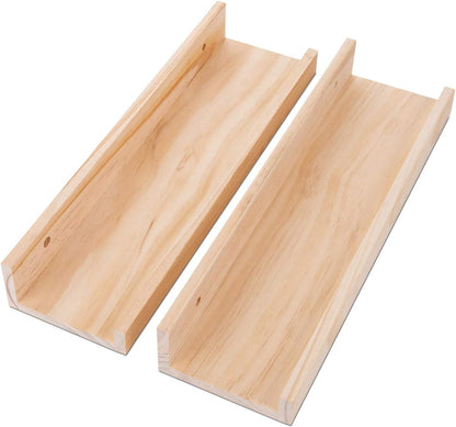 AZSKY Picture Ledge Shelf, Small Floating Shelves Set of 2, 16 Inches Nursery Book Shelves for Toys