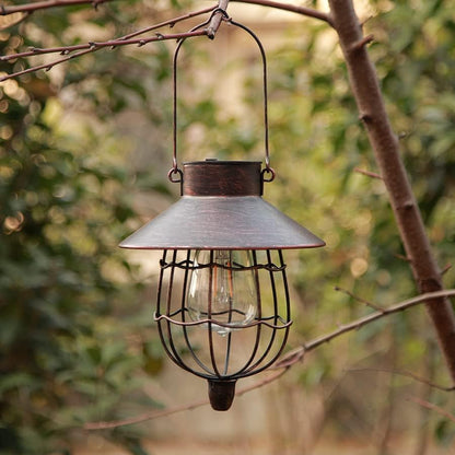 YAKii 2 Pack Solar Lantern Hanging Waterproof Outdoor Metal Solar Lamp with Warm White Light