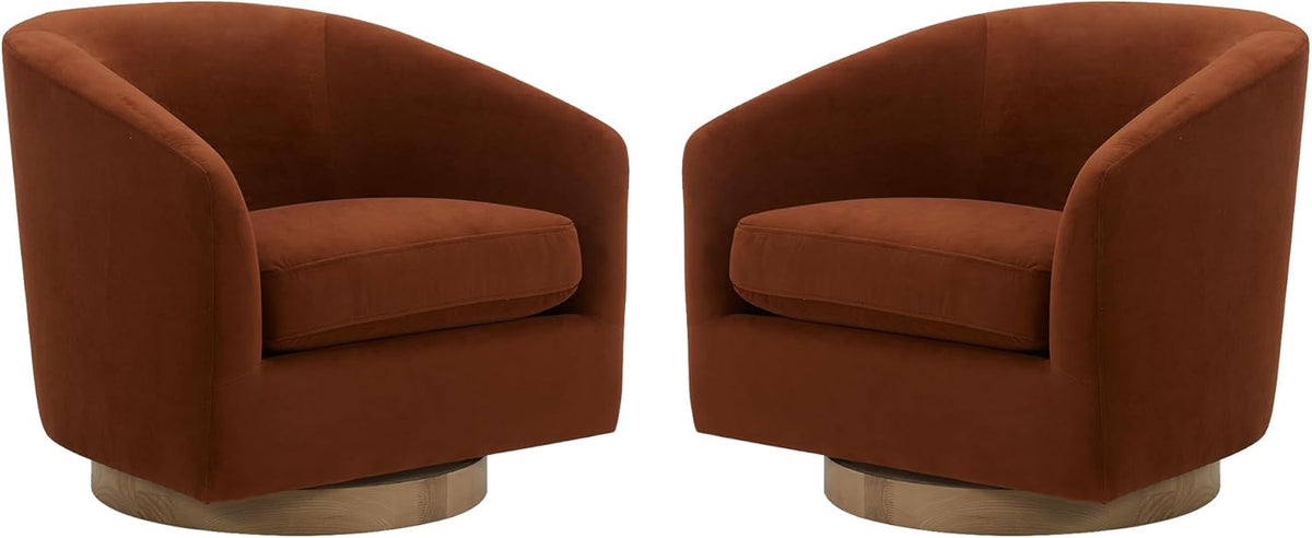 CHITA Swivel Accent Chair, FSC Certified Upholstered Velvet Barrel Chair for Living Room Set of 2