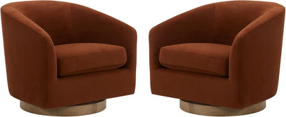 CHITA Swivel Accent Chair, FSC Certified Upholstered Velvet Barrel Chair for Living Room Set of 2