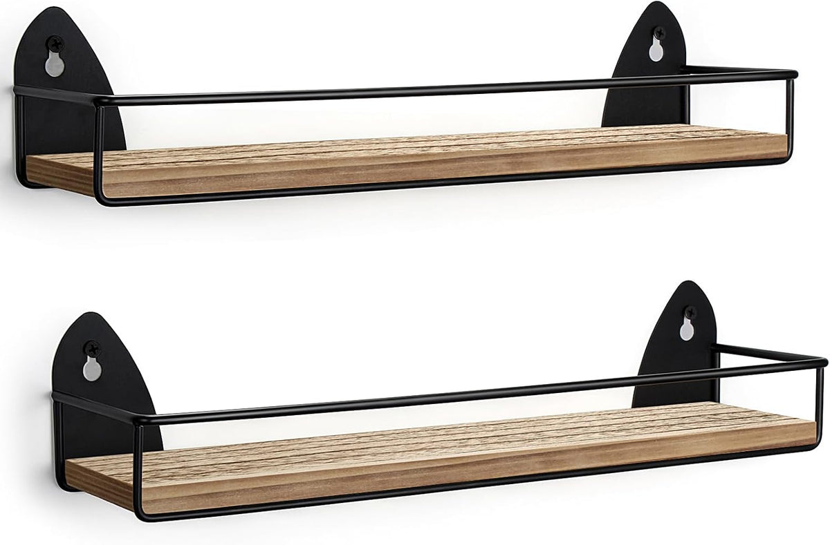TJ.MOREE 2 Pack Spice Rack Wall Mount Rustic Style Hanging Spice Organizer for Wall, Kitchen Spice