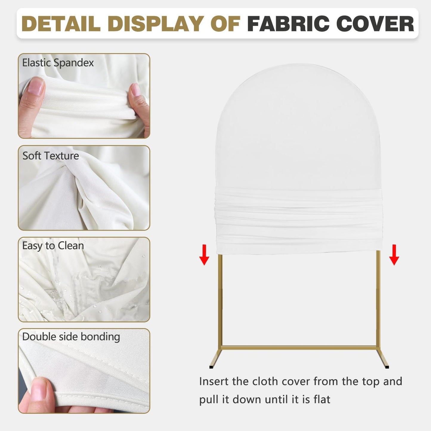 Arch Backdrop Stand and Cover Set, 2 Metal Balloon Arch Backdrop 7.2ft 6ft, Gold Arched Stand Frame