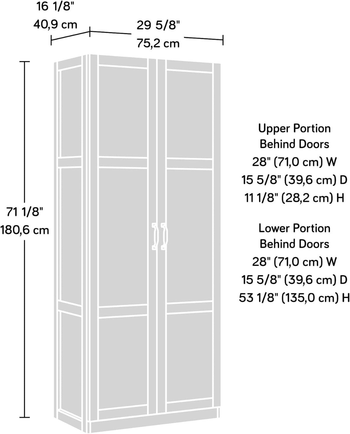 Sauder Tall Storage Cabinet, Black, 4 Adjustable Shelves, Multi-Room Use