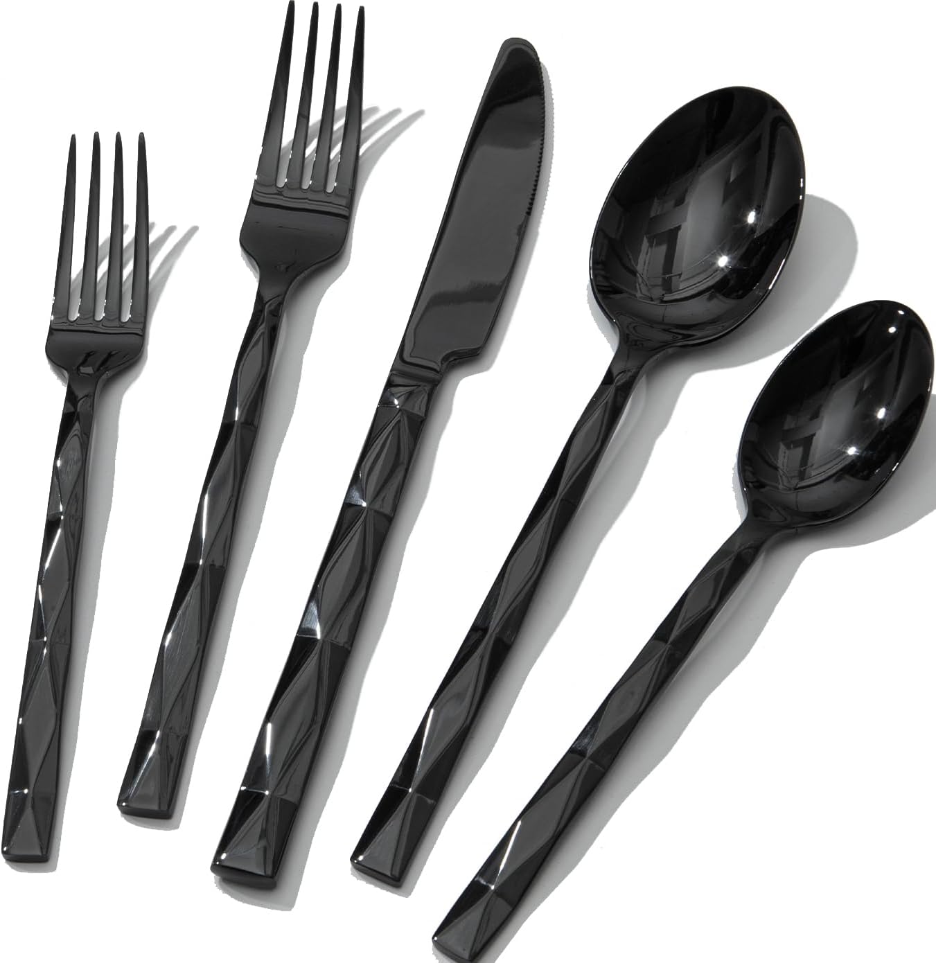 KINGSTONE Black Silverware Set, Luxury 40 Piece Flatware Set for, 18/10 Stainless Steel Cutlery Set