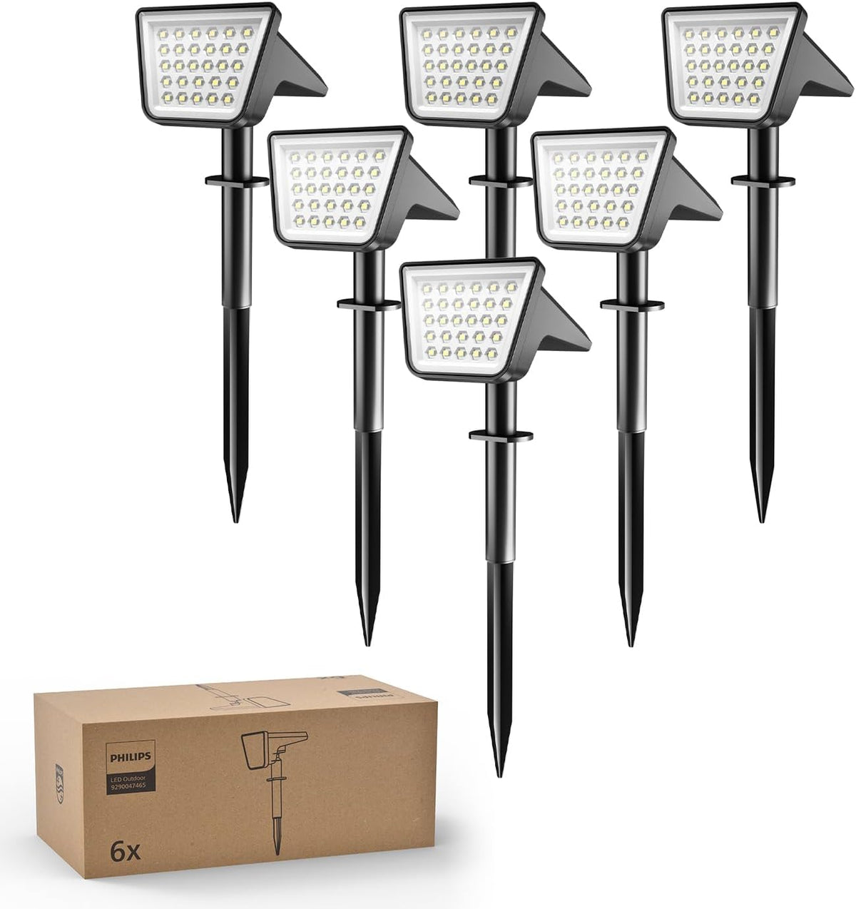 Philips 6 Packs Solar Spot Lights Outdoor Waterproof, 28 LED 7500K Solar Powered Landscape Pathway