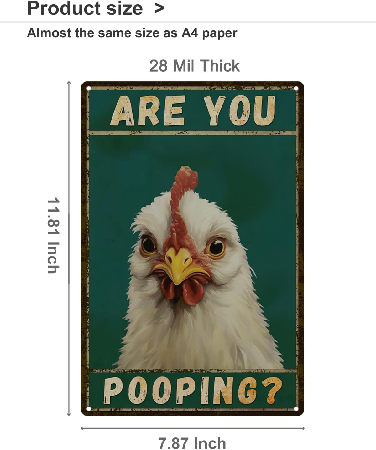 ALKB Chicken Metal Sign for Bathroom Decor - 8x12 Inch Are You Pooping Vintage Chicken Sign Gifts