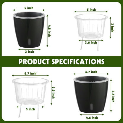Self Watering Pots for Indoor Plants, 6-Pack 5'' Self Watering Planter with Drainage Holes, Small