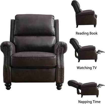 CANMOV Pushback Recliner Chair Set of 2, Faux Leather Armchair Push Back Recliner with Rivet