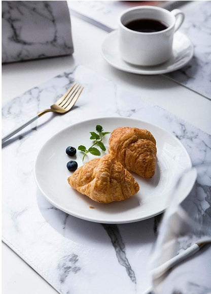 Marble Faux Leather PU Placemats, Set of 8, Easy to Clean, Heat & Stain Resistant for Conference