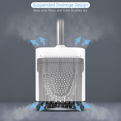 Sellemer Toilet Brush and Holder Set for Bathroom, Flexible Toilet Bowl Brush Head with Silicone