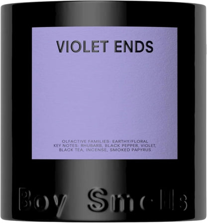 Boy Smells Violet Ends Candle - 8.5 oz - Aromatic Candle for Home with Rhubarb, Violet and Smoked