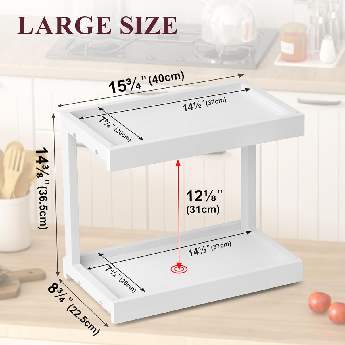 MARTY 2 Tier 15.75"x8.9" Large Countertop Shelf Organizer Spice Rack, Coffee Station Organizer for