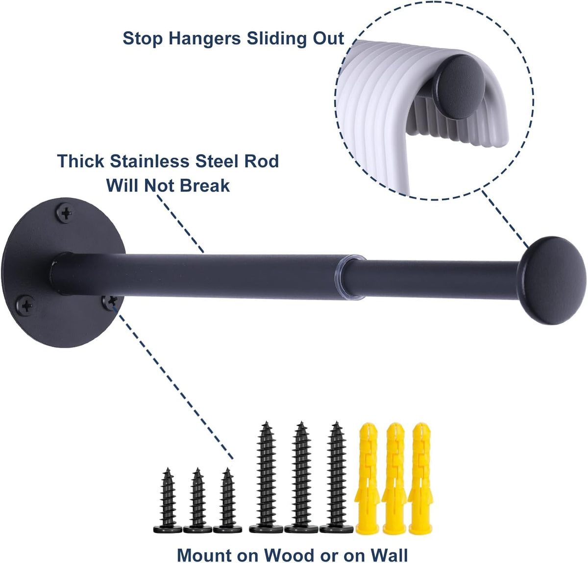 4 Pack Retractable Hanger Holder for Laundry Room, Wall Mount Organizer Rack for Lightweight