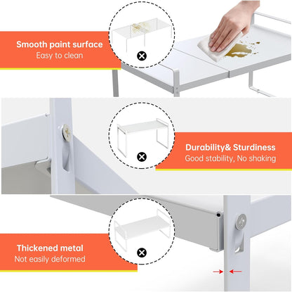 Adjustable Kitchen Shelf Organizer 9", (2 Pack) Heavy-Duty Cabinet Shelves for Countertop, Pantry &