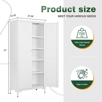 Letaya White Storage Cabinet with Feets-Metal Home Kitchen Pantry Cabinets with Doors and