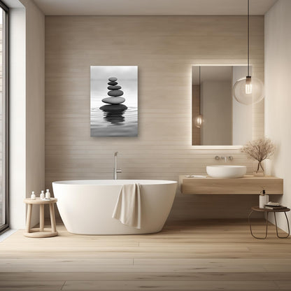 DOARTDO Zen Picture Wall Decor Black and White Zen Stone Canvas Wall Art Spa Stone Picture Print