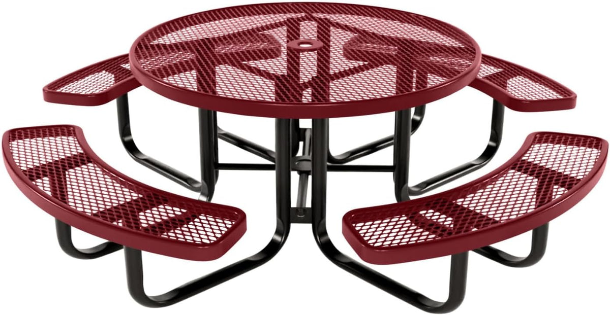Coated Outdoor Furniture Heavy-Duty Portable Outdoor Kids Table with Umbrella Hole, Expanded Metal