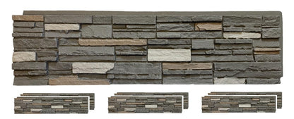 OTECKO 6-Pack Faux Stone Wall Panel 48 in x 13 in x 2 in Stacked Stone High Density Polyurethane