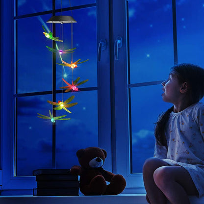 Toodour Solar Wind Chimes Outdoor, Color Changing Solar Lights Dragonfly, Gifts for Mom Grandma