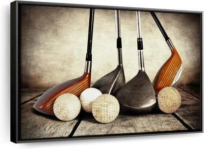 ElephantStock Golf Sets Wall Art - Horizontal Framed Canvas - 1-Piece Mancave Wall Decor