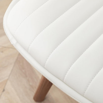 LUNLING Swivel Dining Chairs, Mid Century Modern White Faux Leather Kitchen Chairs with Arms,Bamboo
