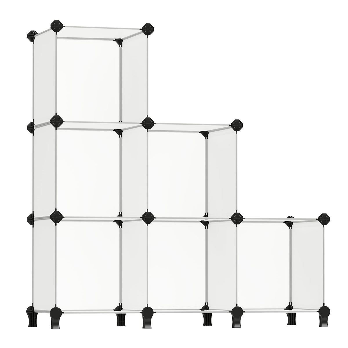 SONGMICS 6 Cube Storage Organizer, DIY Closet Shelf, Plastic Clothes Organizer, Modular Bookcase