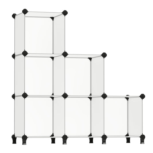 SONGMICS 6 Cube Storage Organizer, DIY Closet Shelf, Plastic Clothes Organizer, Modular Bookcase