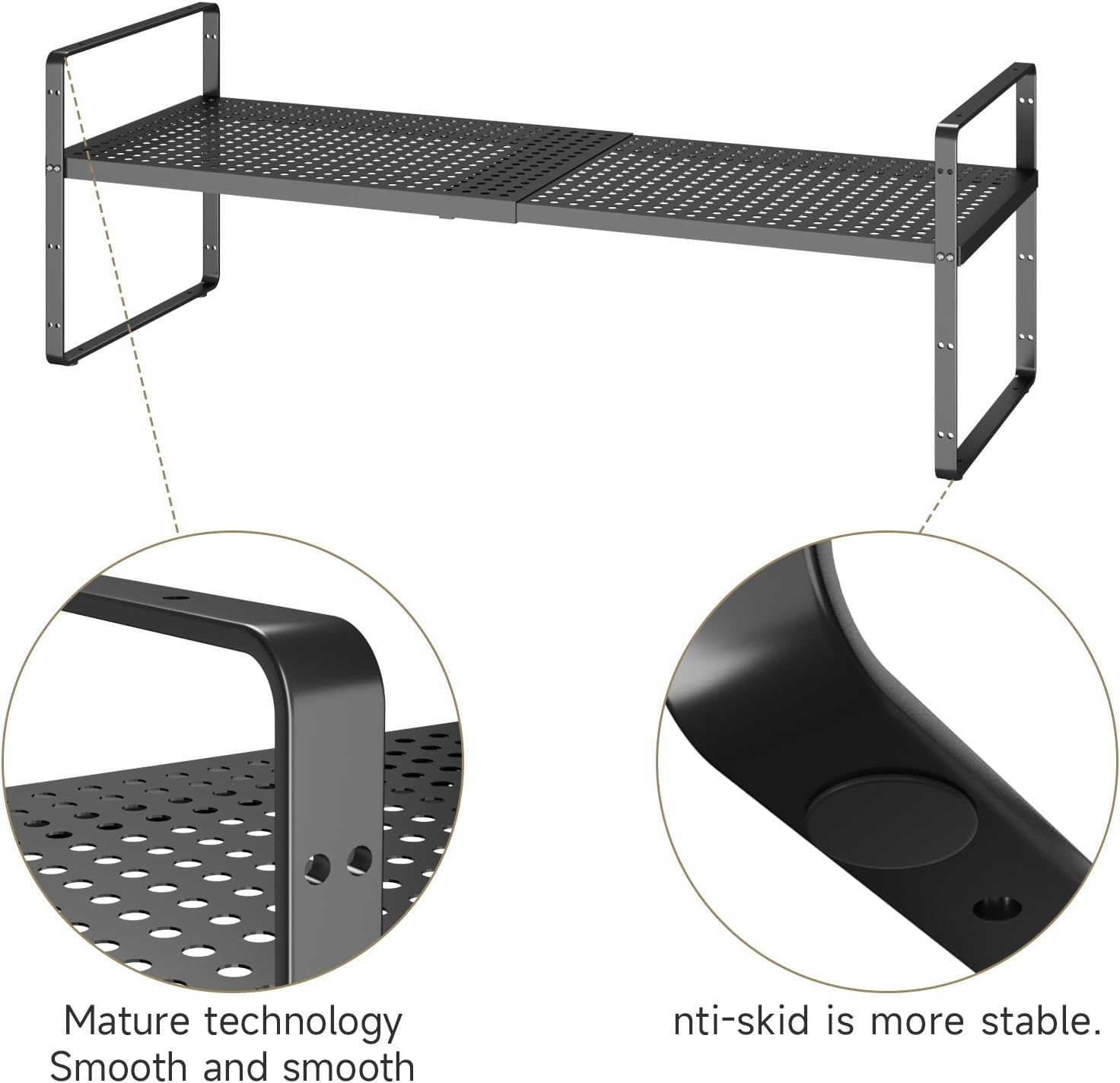 Hole Pattern Expandable Shelf Organizer,2Pack 8.1" Wide Easy to Assemble Cabinet Organizer Shelf