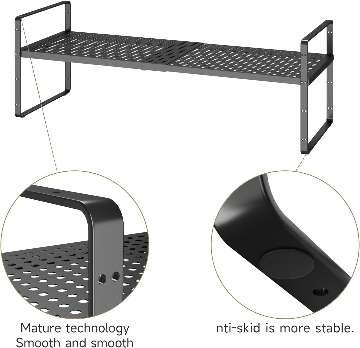 Hole Pattern Expandable Shelf Organizer,1Pack 10.2" Wide Easy to Assemble Cabinet Organizer Shelf