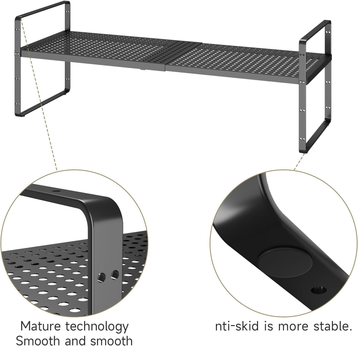 Hole Pattern Expandable Shelf Organizer,1Pack 8.1" Wide Easy to Assemble Cabinet Organizer Shelf