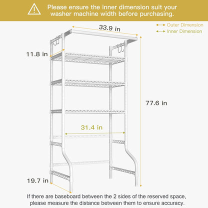 Ulif U11 Over Washer and Dryer Shelves, 3 Tiers Laundry Room Storage and Organizer Standing Shelf