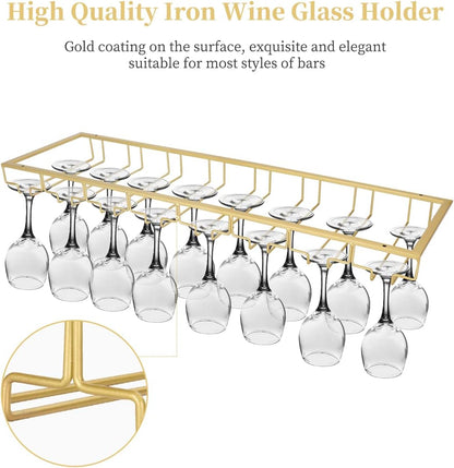 Xverycan Wine Glass Rack Under Cabinet, 8 Row Extreme Large Stemware Hanger, Metal Wine Goblet