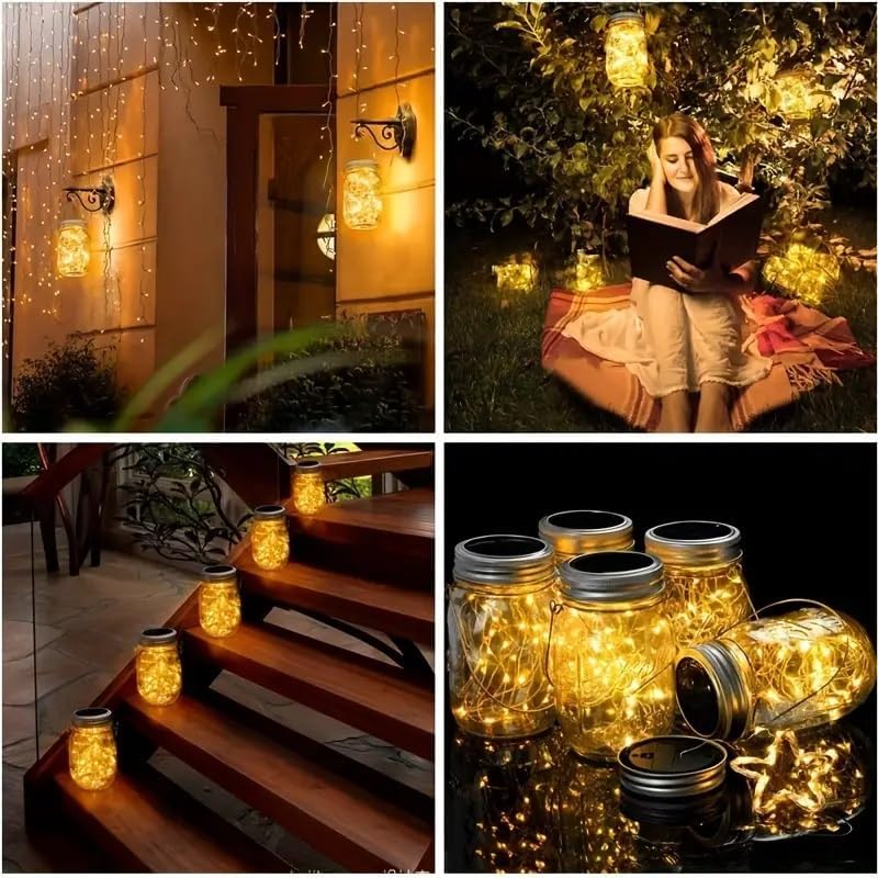 ZNYCYE Mason Jar Solar Lights for Outside, 12 Pack 30 LED Fairy Firefly Lights Mason Jar Solar Lids
