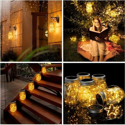 ZNYCYE Mason Jar Solar Lights for Outside, 12 Pack 30 LED Fairy Firefly Lights Mason Jar Solar Lids