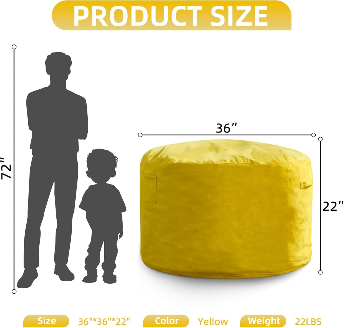 Hobestluk 3FT Bean Bag Chair Giant Bean Bag Chairs for Adults Large Bean Chairs with Removable