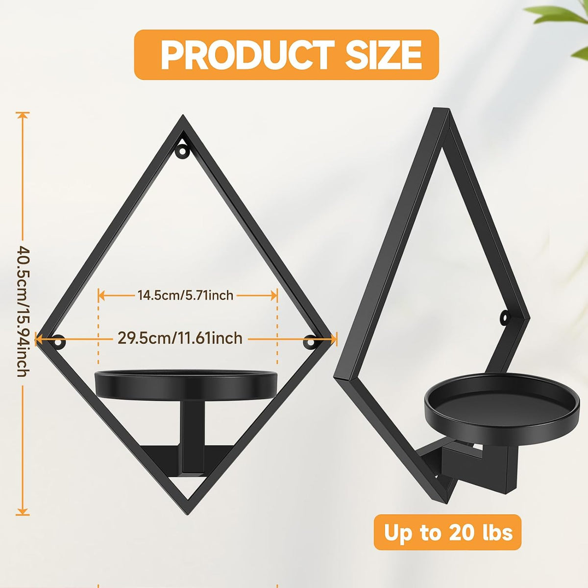 Wall Plant Holder, 2 Pack Metal Floating Shelves Indoor, Window Sill Plant Shelf for Bedroom