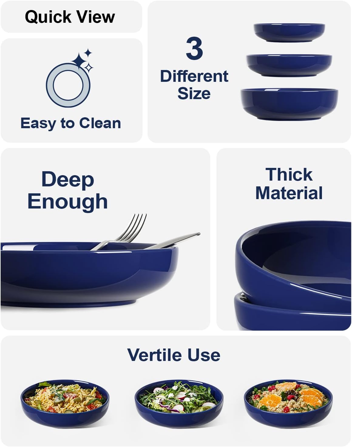LE TAUCI Pasta Bowls 45 oz, Salad Bowls Set for Serving Soup, Pasta, Noodle, Dinner, Large Kitchen