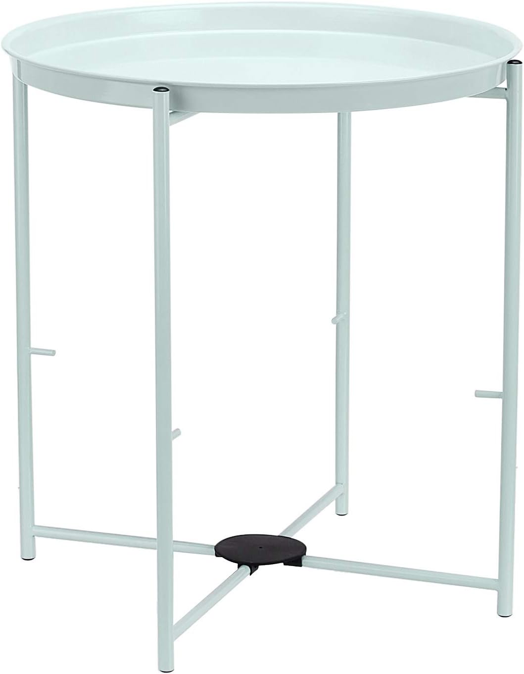 Amazon Basics Round Storage End Table, Side Table with Cloth Basket, Mint Green/Heather Gray, 18 in