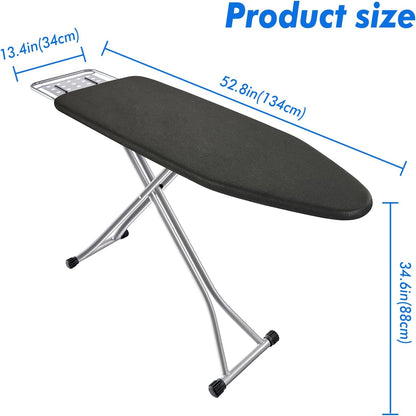 Ironing Board, Heat Resistant Cover Iron Board with Steam Rest, Non-Slip Foldable Ironing Stand.
