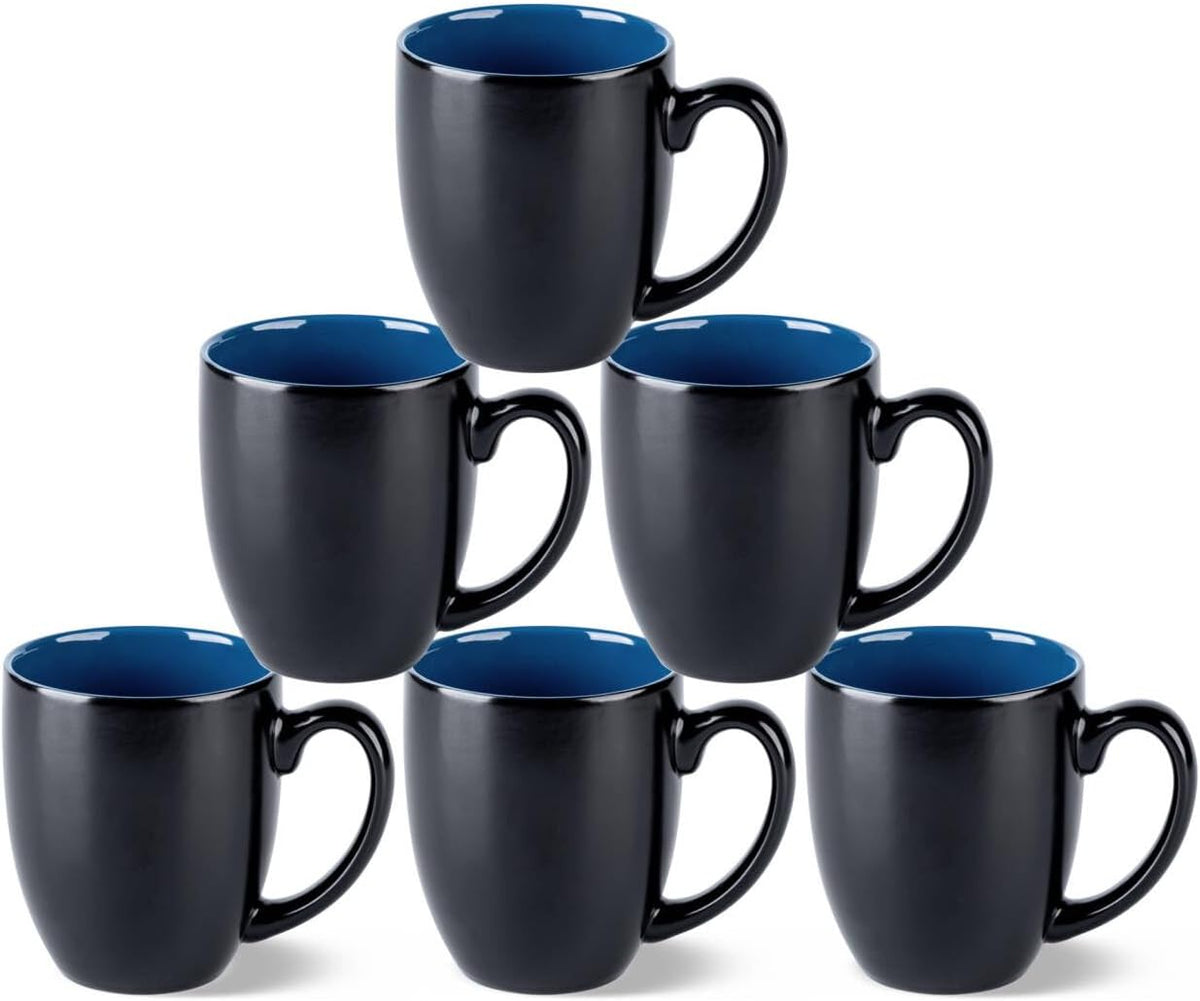 GBHOME 16oz Coffee Mugs Set of 6, Large Ceramic Coffee Mugs for Man, Woman, Dad, Mom, Modern Coffee