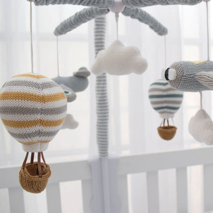 LIVING TEXTILES Baby Music Mobile - Up & Away Crib Toy, Sky Hot Air Balloon,Clouds Planes, Musical