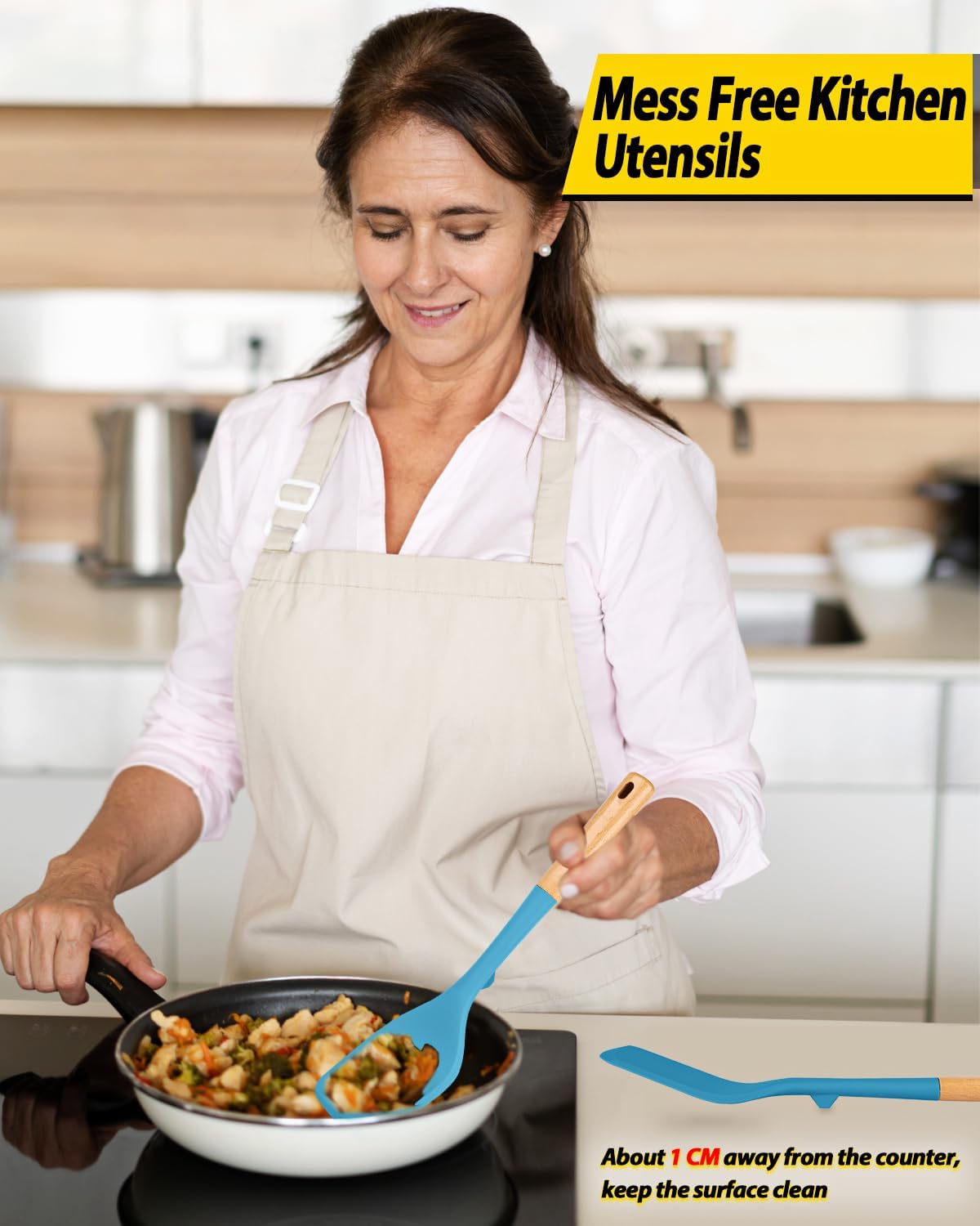 Pack of 2 Large Silicone Spatula, Heat Resistant Solid Turner, Non Stick Slotted Spatulas with