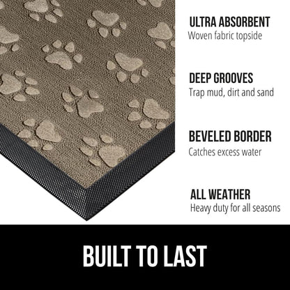 GORILLA GRIP 100% Waterproof All-Season WeatherMax Doormat, 47x35, US Designed Natural Rubber