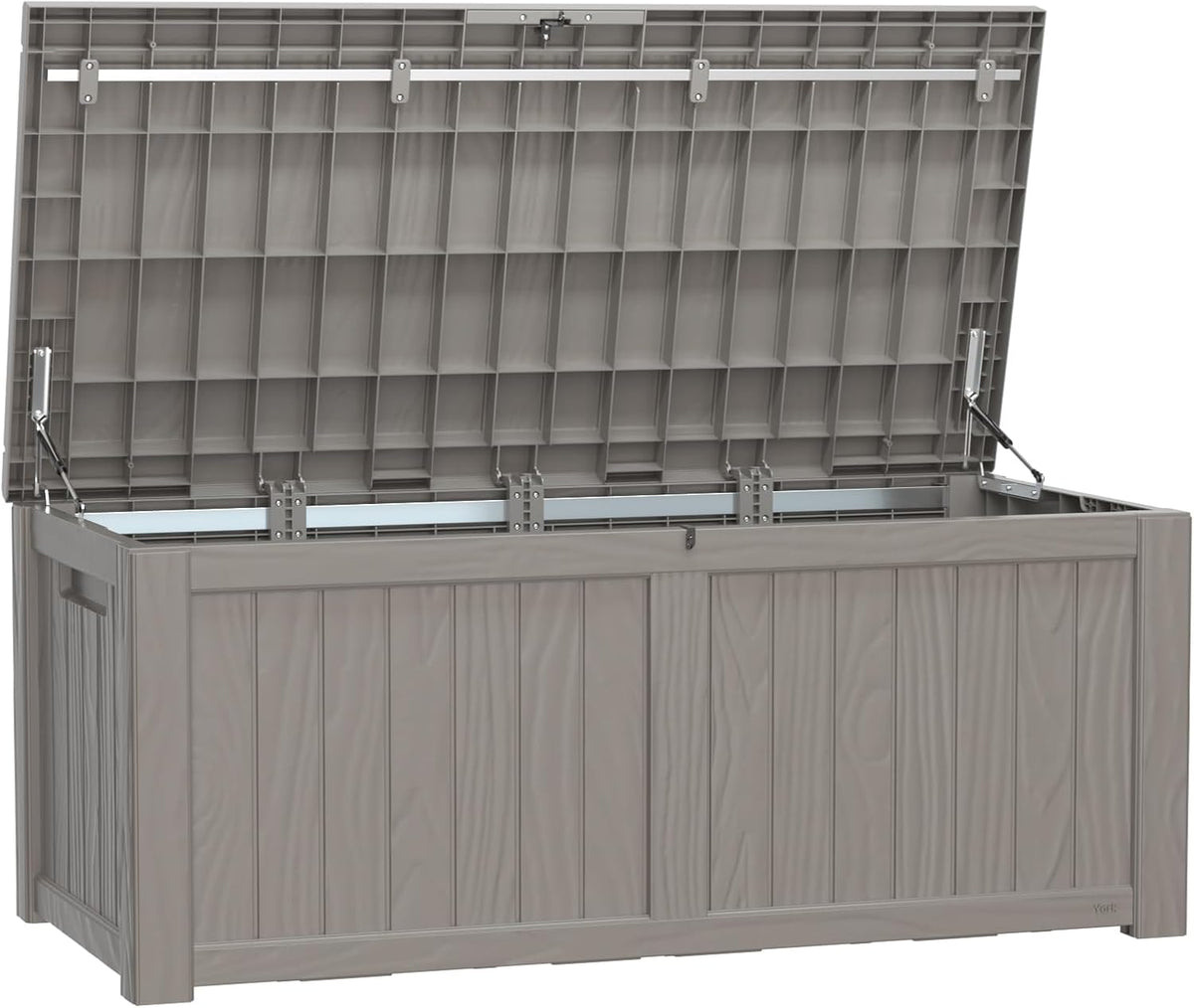 120 Gallon Deck Box,Resin Outdoor Storage Box with Lockable for Patio Furniture, Pool Accessories