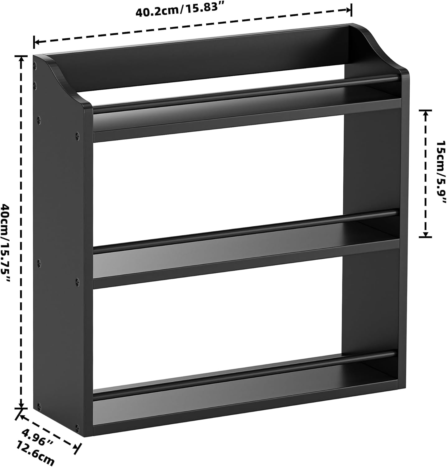 Bamboo Spice Rack Wall Mount or Tabletop Holder, 3-Tier Shelf for Seasoning Bottles Organizer