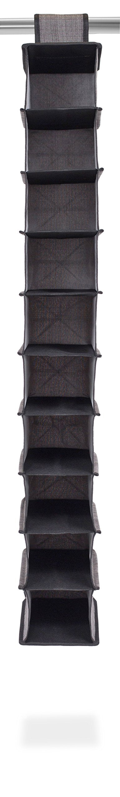 Internet's Best 10 Tier Hanging Shoe Organizer - Narrow Shelf Closet Shoe Rack - Footwear Storage