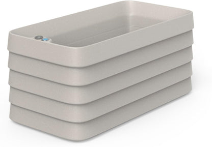 Crescent Garden Slat Medium Rectangular Planter Box for All-Weather - Self-Watering Outdoor Deck