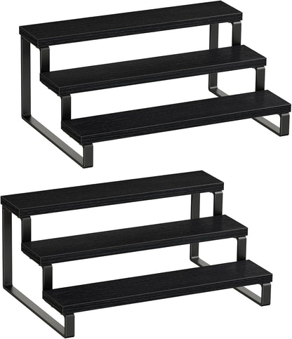 Giikin 3 Tier Spice Rack, Set of 2 Wooden Spice Rack for Countertop, Cabinet Organizer Shelf