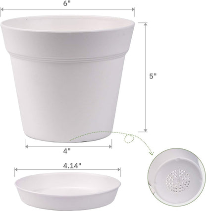 homenote Pots for Plants, 15 Pack 6 Inch Plastic Planters with Multiple Drainage Holes and